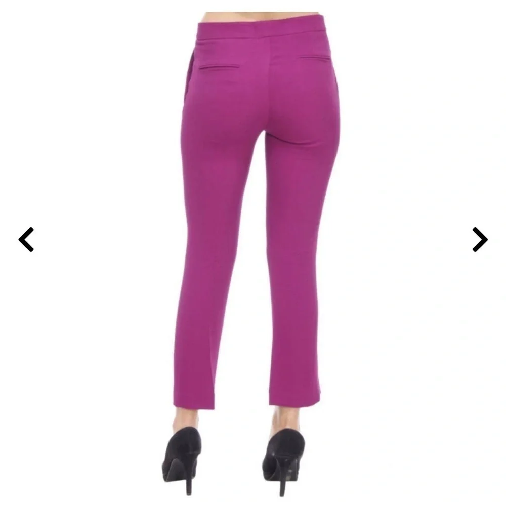 ETRO Luxury Italian Career Cotton Stretch Ankle Trousers Magenta NWOT EU 42/Sm - Picture 3 of 8